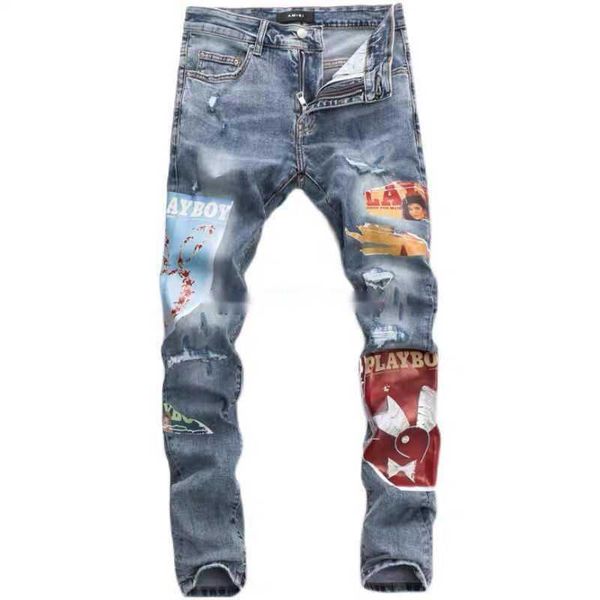 designer clothing amires jeans denim pants spring 2022 amies fashion brand high street hole printed rabbit patch mens elastic slim legged je, Blue
designer clothing amires jeans denim pants spring 2022 amies fashion brand high street hole printed rabbit patch mens elastic slim legged je, Blue