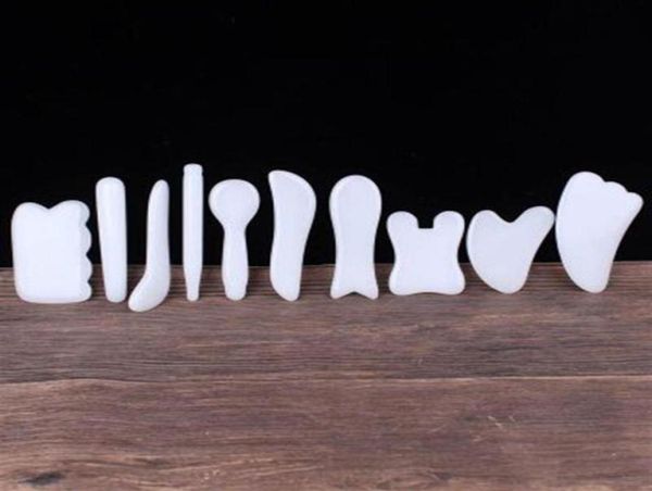 10pcs set natural white jade guasha board set facial massager crystal energy stone traditional scraper set for body massage health6959686
10pcs set natural white jade guasha board set facial massager crystal energy stone traditional scraper set for body massage health6959686