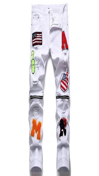 elastic knee zipper hole men039s ripped skinny jeans white slim fit embroidered denim pants biker casual trousers streetwear8981159, Blue
elastic knee zipper hole men039s ripped skinny jeans white slim fit embroidered denim pants biker casual trousers streetwear8981159, Blue