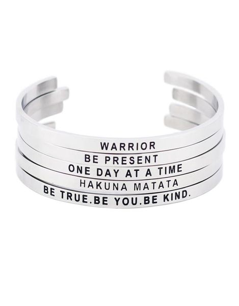 new style stainless steel engraved positive inspirational quote cuff bracelet mantra bangle bracelet for women gift silver6022411, Black
new style stainless steel engraved positive inspirational quote cuff bracelet mantra bangle bracelet for women gift silver6022411, Black