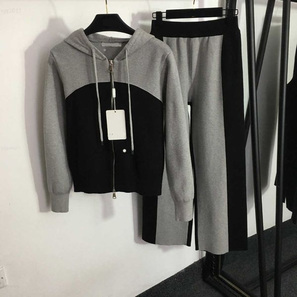designer womens suit autumn tracksuits size s-l 2pcs colored hooded zippered knitted cardigan and high waisted wide leg pants aug03, Gray
designer womens suit autumn tracksuits size s-l 2pcs colored hooded zippered knitted cardigan and high waisted wide leg pants aug03, Gray