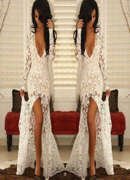 white lace deep v neck prom dresses long sleeve front split evening gowns see through mermaid women formal party dresses7574625, Black;red
white lace deep v neck prom dresses long sleeve front split evening gowns see through mermaid women formal party dresses7574625, Black;red