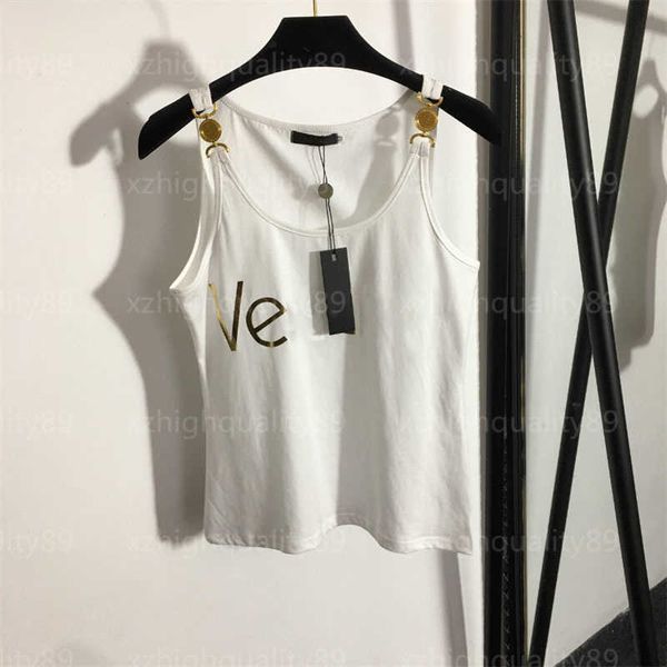 women camisole tank r t-shirt summer clothes medusa hardware buttons foiled letter print camisole cool comfort womens designers tshirt, White
women camisole tank r t-shirt summer clothes medusa hardware buttons foiled letter print camisole cool comfort womens designers tshirt, White