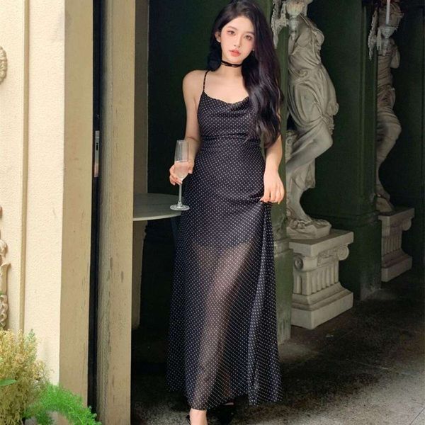 spaghetti chiffon dress for women summer french design high class resort style backless maxi, Black;gray
spaghetti chiffon dress for women summer french design high class resort style backless maxi, Black;gray