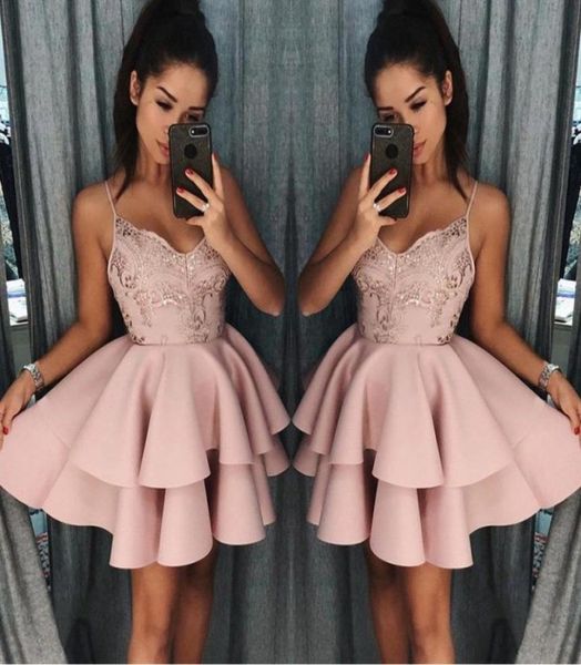 dusty rose short homecoming dresses 2018 fall spaghetti straps a line layers cocktail dress lace sequins mini prom gowns ba9134293, Blue;pink
dusty rose short homecoming dresses 2018 fall spaghetti straps a line layers cocktail dress lace sequins mini prom gowns ba9134293, Blue;pink