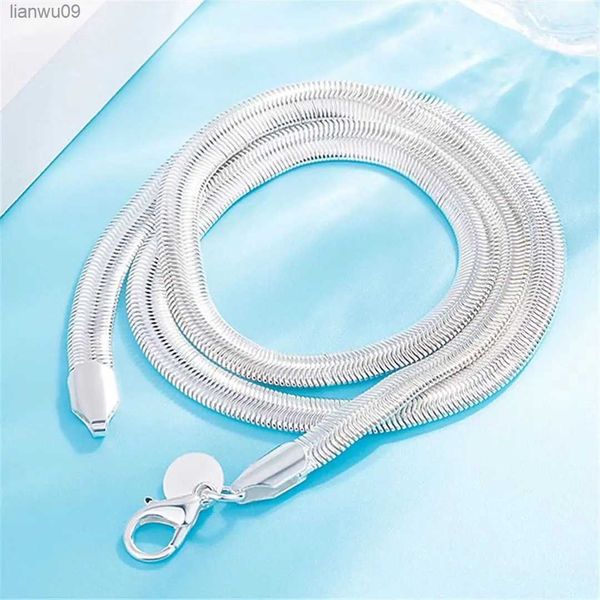 classic 6mm flat snake bone chain 925 sterling silver necklace for women men's wedding party fashion jewelry charms gifts l230704
classic 6mm flat snake bone chain 925 sterling silver necklace for women men's wedding party fashion jewelry charms gifts l230704