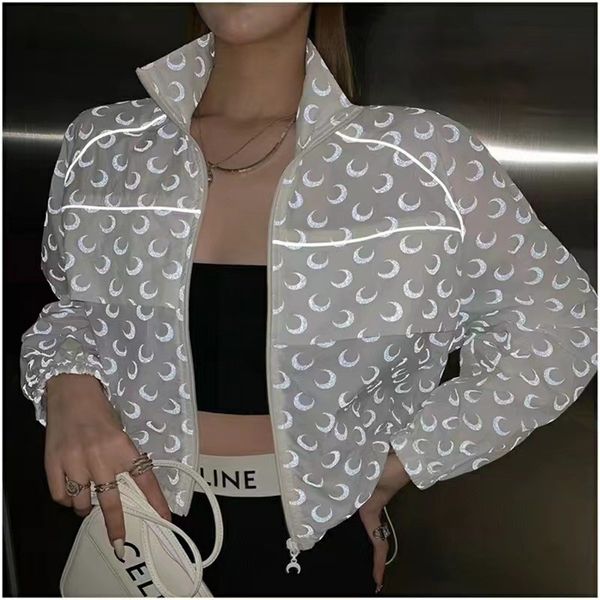 moon print sunscreen jacket summer thin loose fit short coat for women, Black;brown