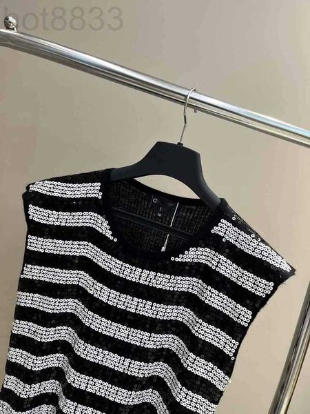 women's knits & tees designer 23 summer new elegant temperament heavy industry sequin contrast stripe sleeveless shirt xfeq, White
women's knits & tees designer 23 summer new elegant temperament heavy industry sequin contrast stripe sleeveless shirt xfeq, White