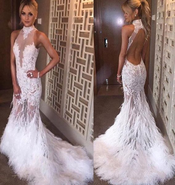 mermaid halter neck court train open back white tulle prom dress with appliques ostrich feather evening gowns party dress2508822, Black
mermaid halter neck court train open back white tulle prom dress with appliques ostrich feather evening gowns party dress2508822, Black