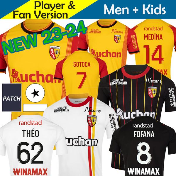 

23 24 maillot rc lens soccer jerseys kid kit football shirts foot home away 2023 2024 fans player version sotoca fofana buksa pereira da cos