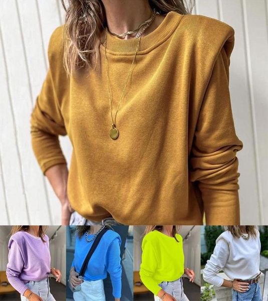 women fashion solid color long sleeves shoulder pads cotton polyester pullover round neck blouse casual hoodie sweatshirt wom3425141, Black
women fashion solid color long sleeves shoulder pads cotton polyester pullover round neck blouse casual hoodie sweatshirt wom3425141, Black