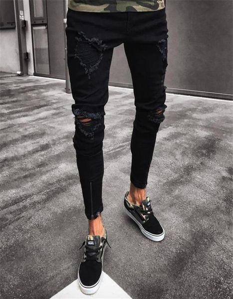 men jeans 2019 stretch destroyed ripped design black pencil pants slim bike242s7781158, Blue
men jeans 2019 stretch destroyed ripped design black pencil pants slim bike242s7781158, Blue