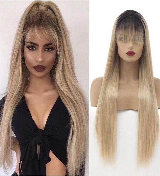 dark roots lace front wig with bangs 133 synthetic lace wigs for women mix blonde color heat resistant synthetic hair blonde wig8337619, Black
dark roots lace front wig with bangs 133 synthetic lace wigs for women mix blonde color heat resistant synthetic hair blonde wig8337619, Black
