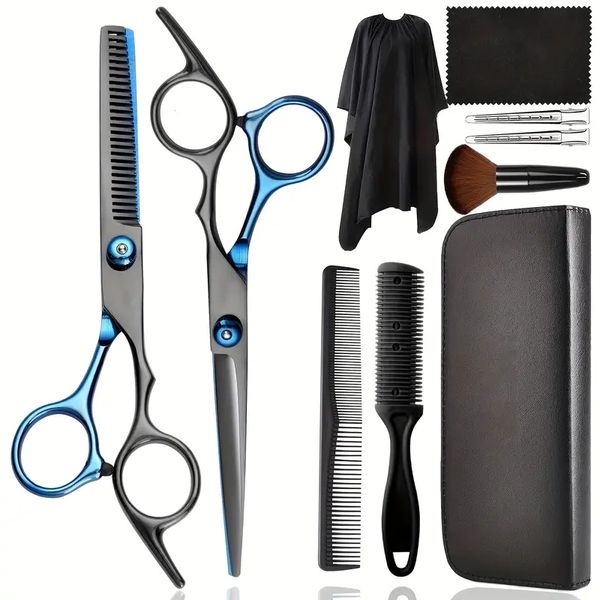 10-piece professional hair cutting scissors set - stainless steel thinning shears for barbers, salons, home, men, women, kids & pets (black
10-piece professional hair cutting scissors set - stainless steel thinning shears for barbers, salons, home, men, women, kids & pets (black
