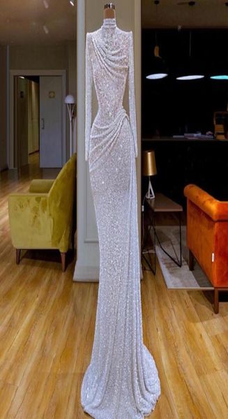 white glitter sequined mermaid evening dresses high neck long sleeve ruched vestidos de fiesta formal wear sweep train long prom g8545684, Black;red
white glitter sequined mermaid evening dresses high neck long sleeve ruched vestidos de fiesta formal wear sweep train long prom g8545684, Black;red