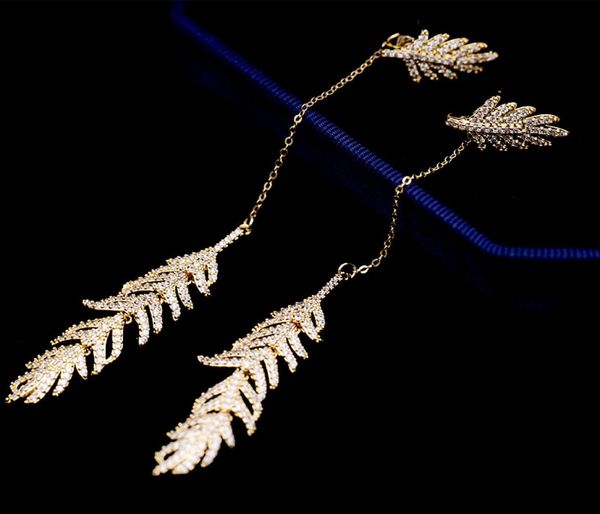 long dangle stud earrings for woman girls super glittering diamond zircon leaves fashion luxury designer dual use silver post4006869, Golden;silver
long dangle stud earrings for woman girls super glittering diamond zircon leaves fashion luxury designer dual use silver post4006869, Golden;silver
