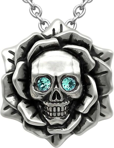 skull rose birthstone necklace with swarovski crystal 17" - 19" adjustable chain, Silver
skull rose birthstone necklace with swarovski crystal 17" - 19" adjustable chain, Silver