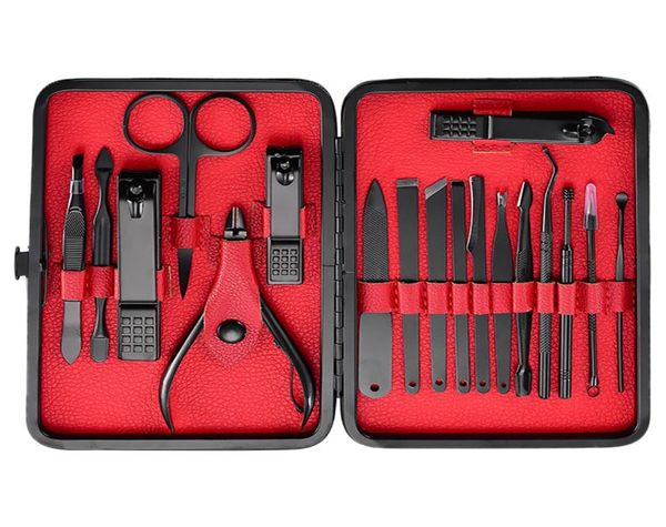 drop 18pcs manicure set pedicure tools household black stainless steel ear spoon nail clippers cutters scissors kit8637931
drop 18pcs manicure set pedicure tools household black stainless steel ear spoon nail clippers cutters scissors kit8637931
