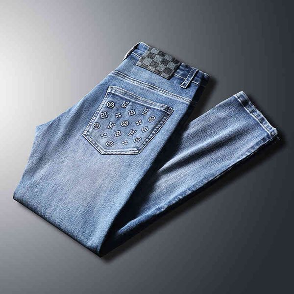 2023 new men's jeans designer spring men's small straight tube slim fit elastic versatile youth korean fashion pants, Blue
2023 new men's jeans designer spring men's small straight tube slim fit elastic versatile youth korean fashion pants, Blue
