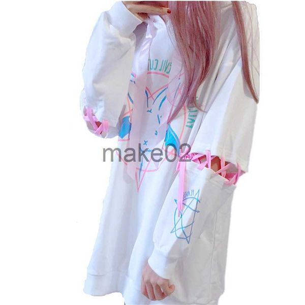 women's hoodies sweatshirts harajuku lolita style women sweatshirt rabbit pentacle print lace up sleeves hoodies casual loose oversized, Black
women's hoodies sweatshirts harajuku lolita style women sweatshirt rabbit pentacle print lace up sleeves hoodies casual loose oversized, Black