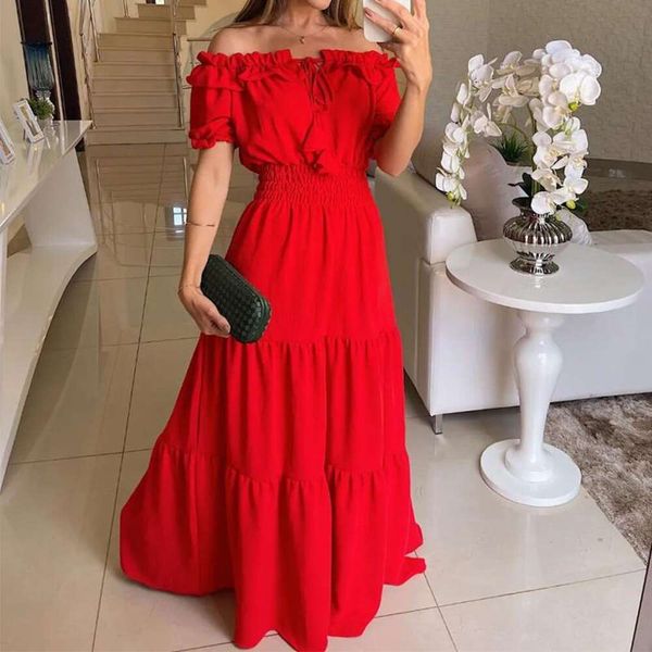 item title spring womens clothing fashionable temperament off shoulder short sleeved long dress, Black;gray
item title spring womens clothing fashionable temperament off shoulder short sleeved long dress, Black;gray