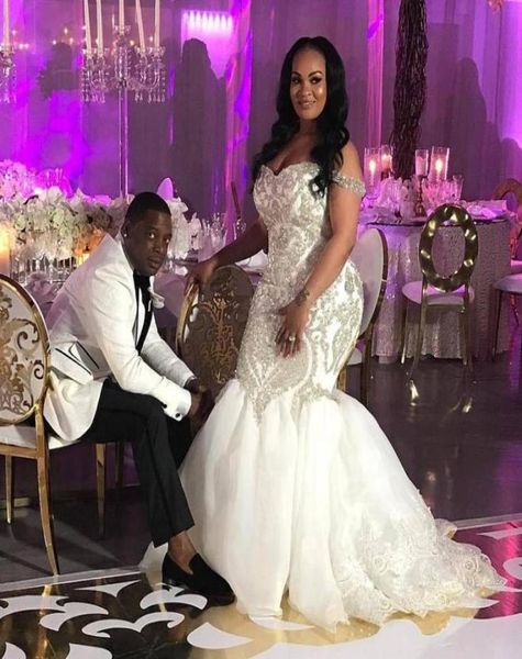 plus size off the shoulder mermaid wedding dresses sweetheart bling beaded appliques sequined wedding gown backless tulle bridal d1349690, White
plus size off the shoulder mermaid wedding dresses sweetheart bling beaded appliques sequined wedding gown backless tulle bridal d1349690, White
