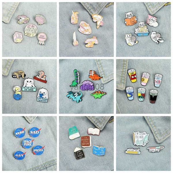 pins brooches 5pcs/set reading books metal enamel pin brooch cute cat skull book pins personality charm costume cartoon jewelry gift for wom, Gray
pins brooches 5pcs/set reading books metal enamel pin brooch cute cat skull book pins personality charm costume cartoon jewelry gift for wom, Gray