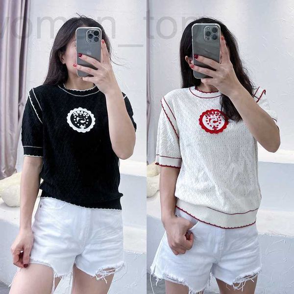women's knits & tees designer 2023 spring new c family embroidery pattern round neck knitted short sleeve casual style laydown for wome, White
women's knits & tees designer 2023 spring new c family embroidery pattern round neck knitted short sleeve casual style laydown for wome, White