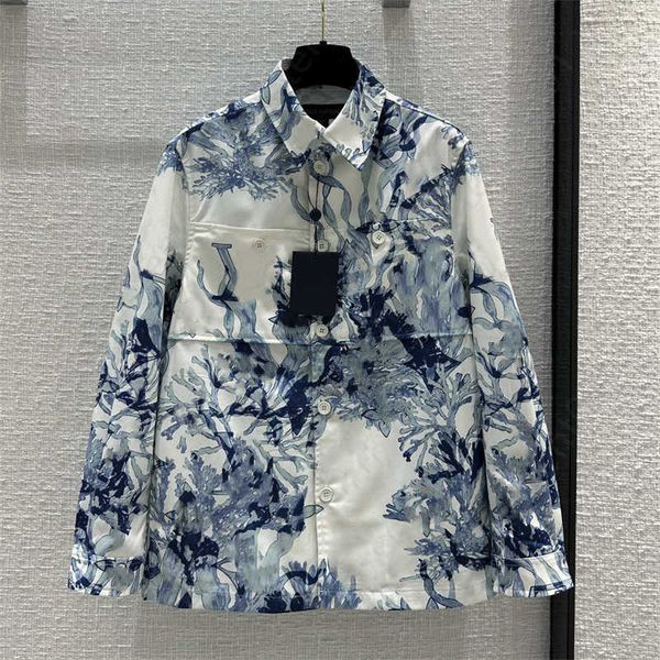 23ss button up shirt style jacket womens designer clothing blue and white monogram aquagarden printed coral and seagrass elements classic fi, Black;brown
23ss button up shirt style jacket womens designer clothing blue and white monogram aquagarden printed coral and seagrass elements classic fi, Black;brown