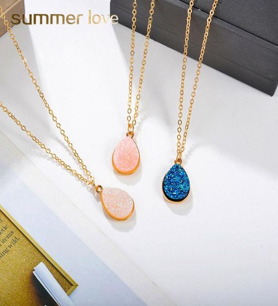 teardrop resin stone crystal druzy pendant necklace for women gold plating white pink blue necklace fashion jewelry w6134517, Silver
teardrop resin stone crystal druzy pendant necklace for women gold plating white pink blue necklace fashion jewelry w6134517, Silver