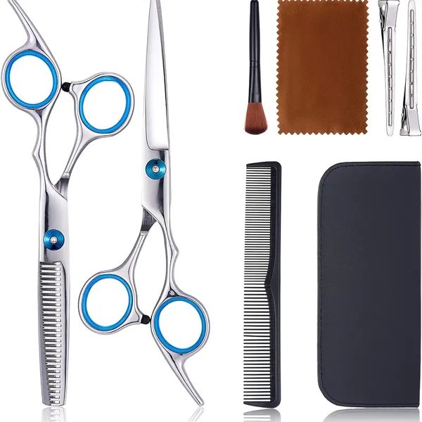 professional hair cutting shears kit - hairdresser scissors set for home salon hair layering - slivery
professional hair cutting shears kit - hairdresser scissors set for home salon hair layering - slivery