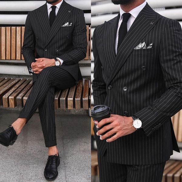 stripe men suits set wedding groom 2 pieces elegant luxury tuxedos designer latest business slim fit jacket pants custom made, Black;gray
stripe men suits set wedding groom 2 pieces elegant luxury tuxedos designer latest business slim fit jacket pants custom made, Black;gray