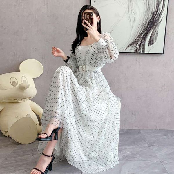polka dot dress for women high class temperament mature wind waist goddess french long, Black;gray
polka dot dress for women high class temperament mature wind waist goddess french long, Black;gray