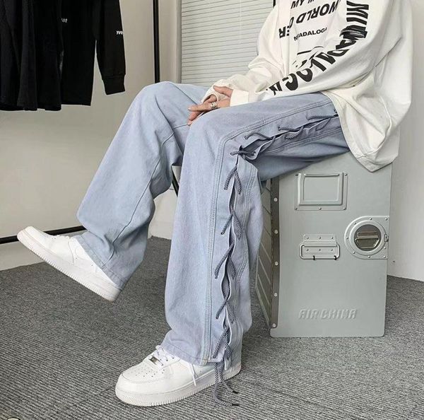 men039s jeans drawstring knitted jean pants men straight loose hip hop fashion patckwork casual streetwear male trousersmen034422363, Blue
men039s jeans drawstring knitted jean pants men straight loose hip hop fashion patckwork casual streetwear male trousersmen034422363, Blue