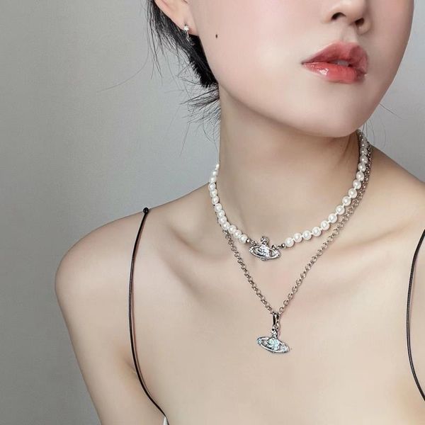 jewelry women's pearl pendant viviiiii pendant planet fashion design jewelry luxury necklace men's chain beimu alloy colorless 5 c, Silver 
jewelry women's pearl pendant viviiiii pendant planet fashion design jewelry luxury necklace men's chain beimu alloy colorless 5 c, Silver