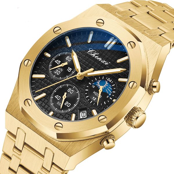 wristwatches luxury gold watches for men royal stainless steel waterproof chronograph golden business casual male quartz wristwatch brand 23, Slivery;brown
wristwatches luxury gold watches for men royal stainless steel waterproof chronograph golden business casual male quartz wristwatch brand 23, Slivery;brown