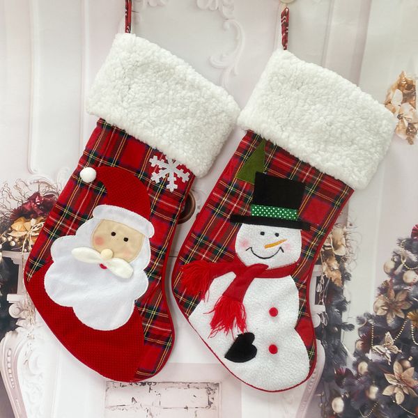 2 pieces christmas stockings xmas red plaid ornaments christmas tree decorations candy bags pendant socks, Black
2 pieces christmas stockings xmas red plaid ornaments christmas tree decorations candy bags pendant socks, Black