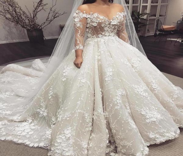 long sleeves wedding dress a line 3d lace flowers appliques off shoulders garden church formal bridal gown custom made plus 8010561, White
long sleeves wedding dress a line 3d lace flowers appliques off shoulders garden church formal bridal gown custom made plus 8010561, White