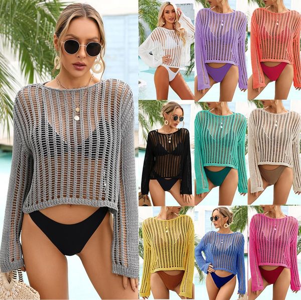 women039s knits hollow out beach blouse solid color openwork transparent long sleeve sunscreen coverups6276391, White
women039s knits hollow out beach blouse solid color openwork transparent long sleeve sunscreen coverups6276391, White