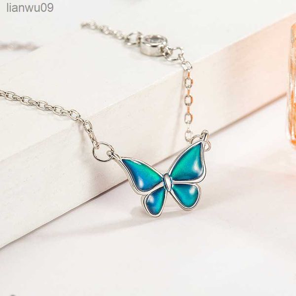 kofsac fashion personality temperature changes color change butterfly pendant for women 925 silver necklace black jewelry l230704
kofsac fashion personality temperature changes color change butterfly pendant for women 925 silver necklace black jewelry l230704