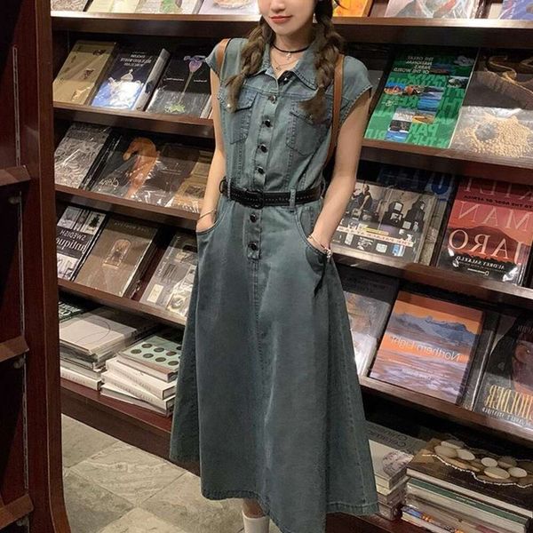 yayun| west coast womens tall long short simple retro denim dress slimming summer belt, Black;gray
yayun| west coast womens tall long short simple retro denim dress slimming summer belt, Black;gray