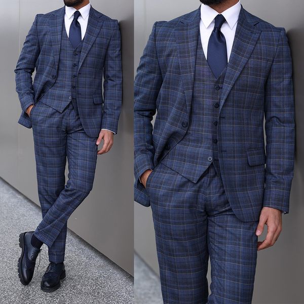 plaid men's suits notched lapel tuxedos slim fit wedding groom wear blazer 3 pieces (jacket+pants +vest)terno masculino, Black;gray
plaid men's suits notched lapel tuxedos slim fit wedding groom wear blazer 3 pieces (jacket+pants +vest)terno masculino, Black;gray