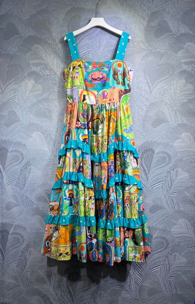runway runway strap printed long dress with floral style strap mid length cake beach dress s, Black
runway runway strap printed long dress with floral style strap mid length cake beach dress s, Black
