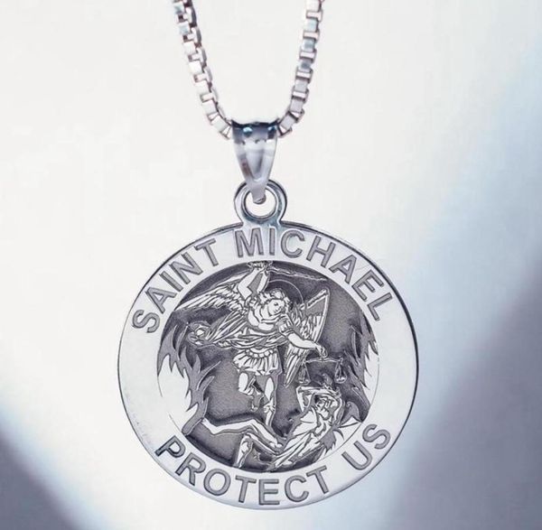pendant necklaces round angel st michael medallion necklace st chriser sliver gold color cuban curb chain2991923, Silver
pendant necklaces round angel st michael medallion necklace st chriser sliver gold color cuban curb chain2991923, Silver
