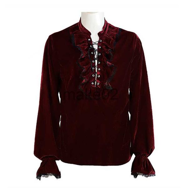 men's casual shirts red lace up ruffle stand collar long sleeve steampunk pirate cosplay medieval victorian shirt gothic vintage clothe, White;black
men's casual shirts red lace up ruffle stand collar long sleeve steampunk pirate cosplay medieval victorian shirt gothic vintage clothe, White;black