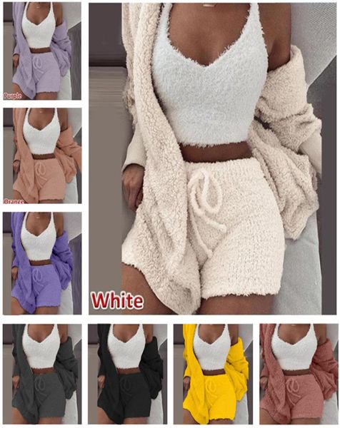 3pcsset winter fleece pajamas set women homewear long sleeve coat outwear sleeveless vest shorts 3 piece outfits soft plush t7035466, White
3pcsset winter fleece pajamas set women homewear long sleeve coat outwear sleeveless vest shorts 3 piece outfits soft plush t7035466, White