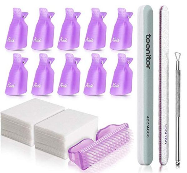 teenitor nail gel remover tools kit with pink polish remover clips cuticle peeler scraper gel nail brush 115 pack nail wipe cot9581621
teenitor nail gel remover tools kit with pink polish remover clips cuticle peeler scraper gel nail brush 115 pack nail wipe cot9581621