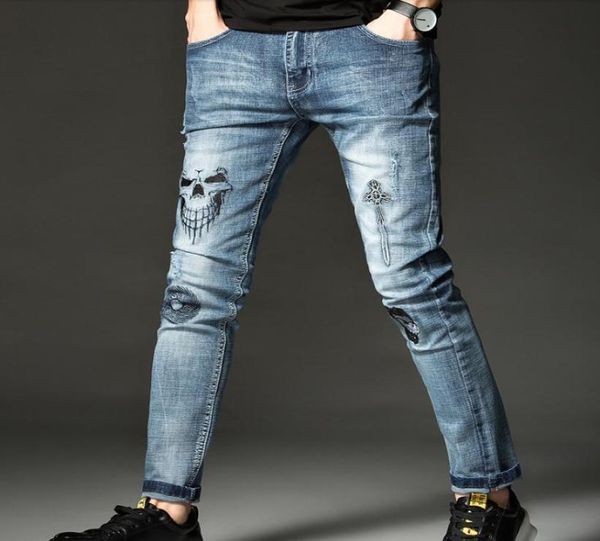 skull mens hophip embroidery soft stretch cotton denim slim light blue jeans vintage casual streetwear pants8332961
skull mens hophip embroidery soft stretch cotton denim slim light blue jeans vintage casual streetwear pants8332961