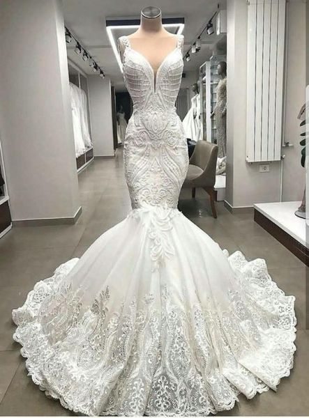 high end unique lace mermaid wedding dresses appliques dubai beaded bridal gowns custom made robe de mariee8713600, White
high end unique lace mermaid wedding dresses appliques dubai beaded bridal gowns custom made robe de mariee8713600, White