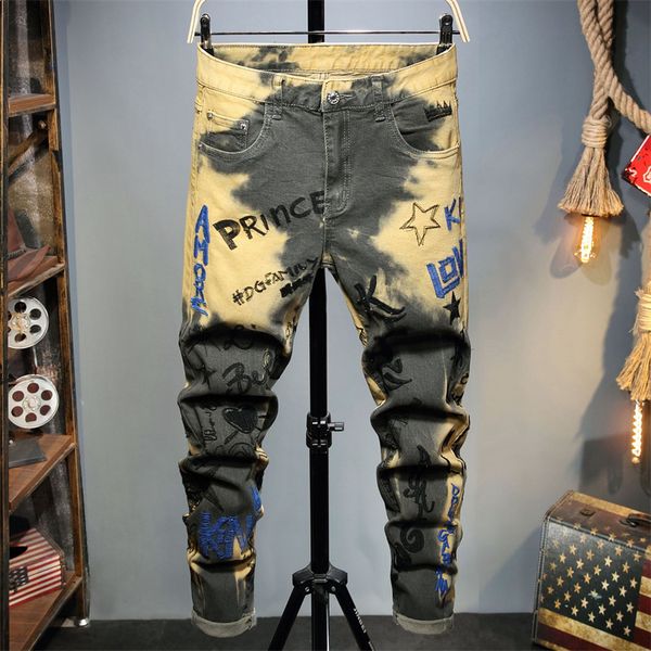 hipster men's pants ripped applied-fabric stretch letter embroidery small foot stretch fashion yellow jeans designer jeans mens denim p, Blue
hipster men's pants ripped applied-fabric stretch letter embroidery small foot stretch fashion yellow jeans designer jeans mens denim p, Blue